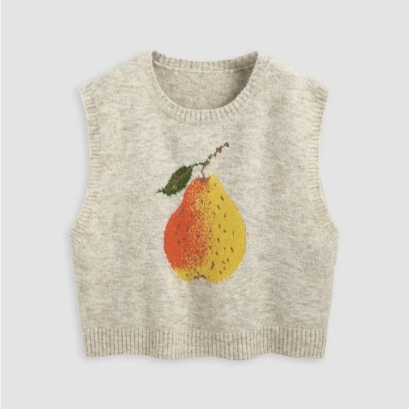 Cider Sleeveless Sweater with Pear Design - Picture 5 of 8